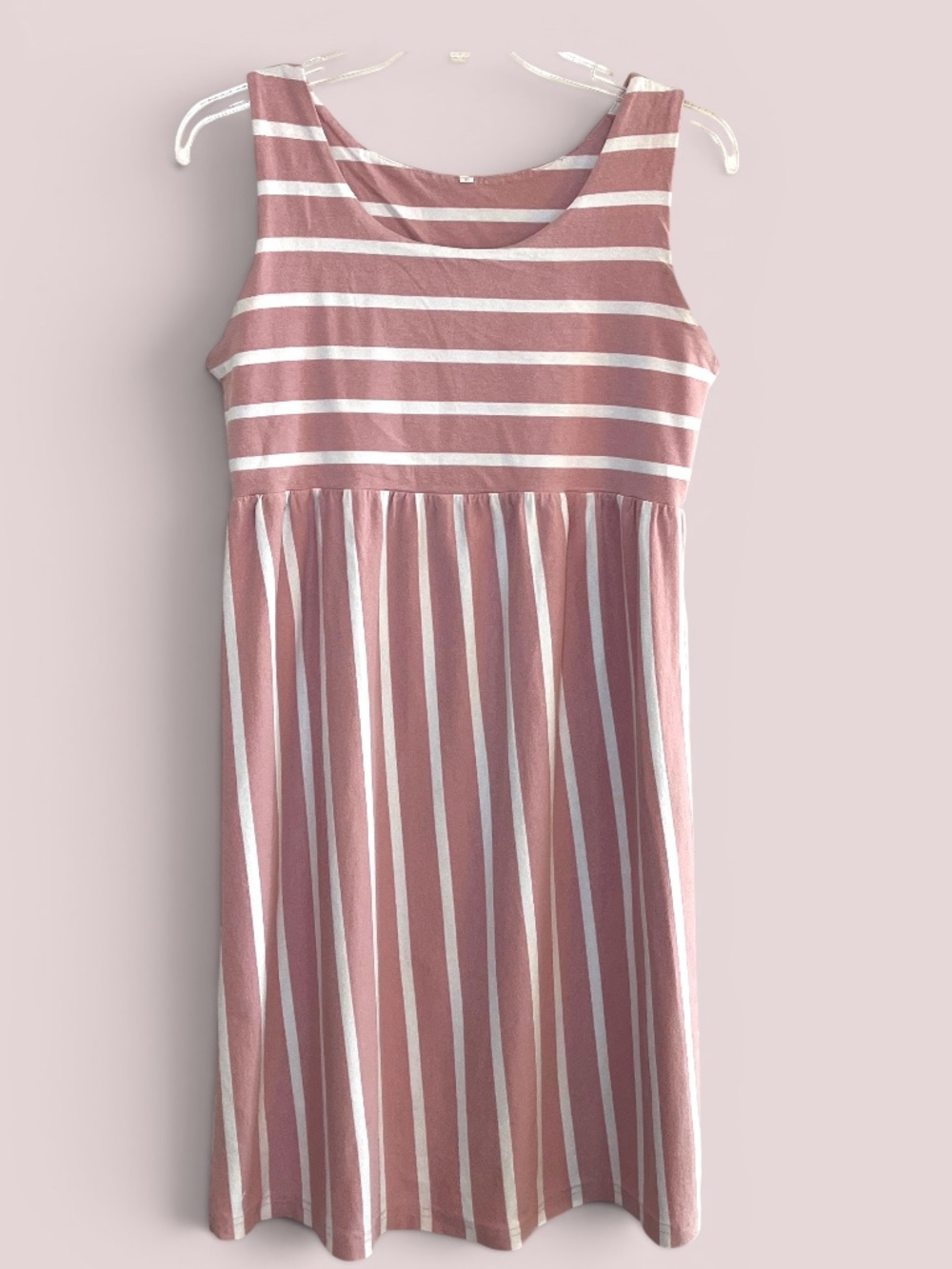 Pink and White Striped T-Shirt Mini Dress Size M
